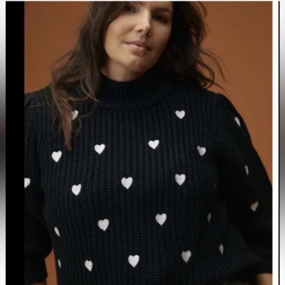 Anthropologie mock neck heart sweater